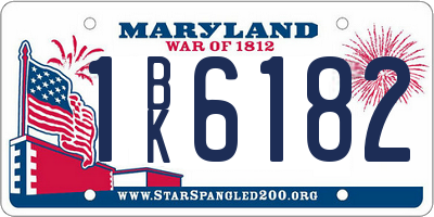 MD license plate 1BK6182