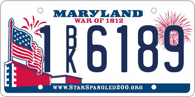 MD license plate 1BK6189