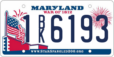 MD license plate 1BK6193