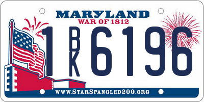 MD license plate 1BK6196