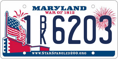 MD license plate 1BK6203