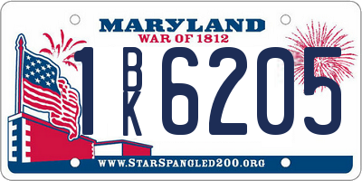 MD license plate 1BK6205