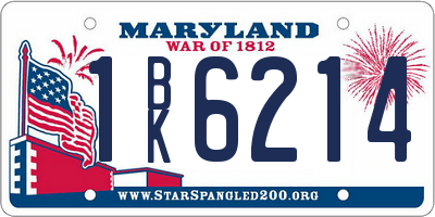 MD license plate 1BK6214