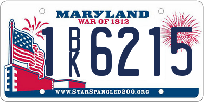 MD license plate 1BK6215