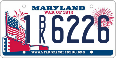 MD license plate 1BK6226