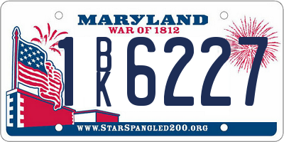 MD license plate 1BK6227