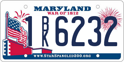 MD license plate 1BK6232