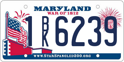 MD license plate 1BK6239