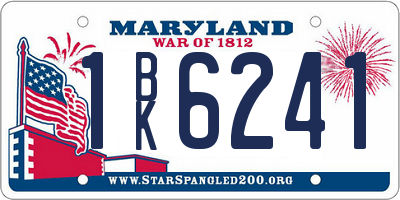 MD license plate 1BK6241
