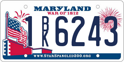 MD license plate 1BK6243