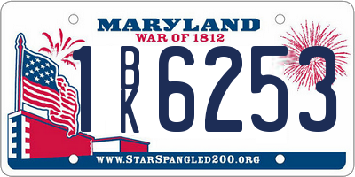 MD license plate 1BK6253