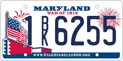 MD license plate 1BK6255