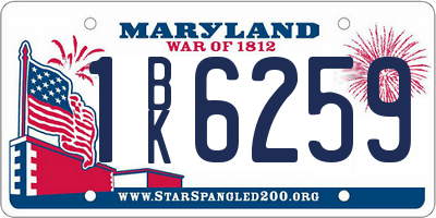 MD license plate 1BK6259