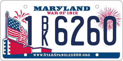 MD license plate 1BK6260