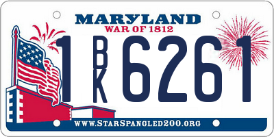 MD license plate 1BK6261