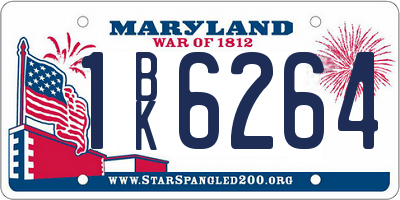 MD license plate 1BK6264