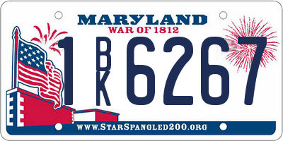 MD license plate 1BK6267