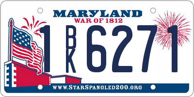 MD license plate 1BK6271