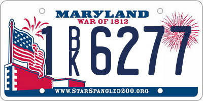 MD license plate 1BK6277