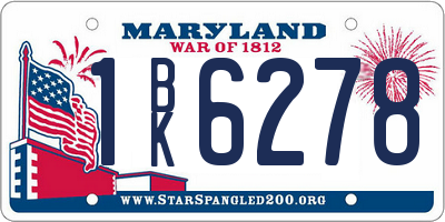 MD license plate 1BK6278