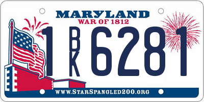 MD license plate 1BK6281