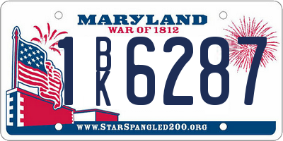 MD license plate 1BK6287