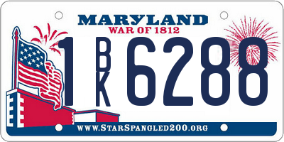 MD license plate 1BK6288