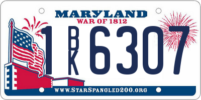 MD license plate 1BK6307