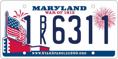 MD license plate 1BK6311