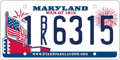 MD license plate 1BK6315