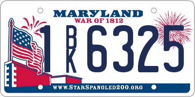 MD license plate 1BK6325