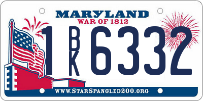 MD license plate 1BK6332