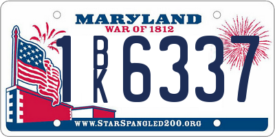 MD license plate 1BK6337