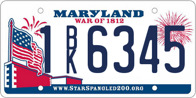MD license plate 1BK6345