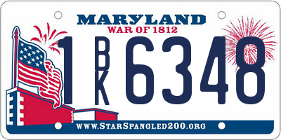 MD license plate 1BK6348