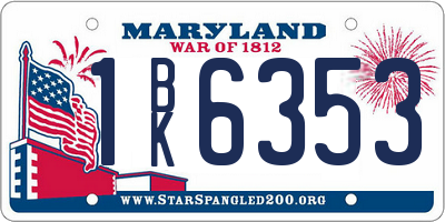 MD license plate 1BK6353