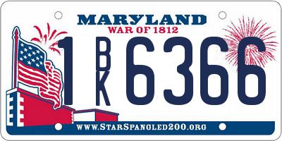 MD license plate 1BK6366