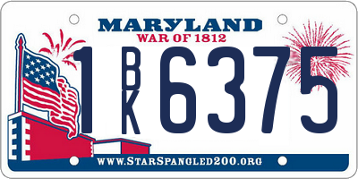 MD license plate 1BK6375