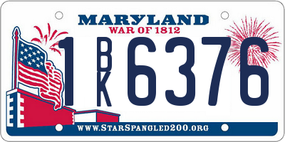 MD license plate 1BK6376
