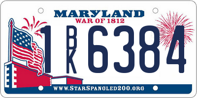 MD license plate 1BK6384