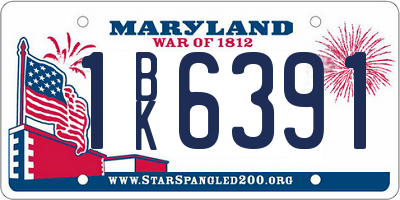 MD license plate 1BK6391