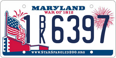 MD license plate 1BK6397