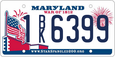 MD license plate 1BK6399