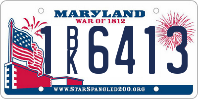 MD license plate 1BK6413