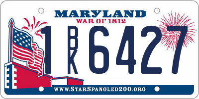 MD license plate 1BK6427