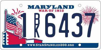 MD license plate 1BK6437
