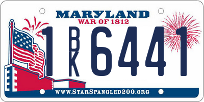 MD license plate 1BK6441