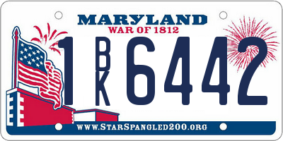 MD license plate 1BK6442