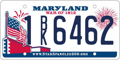 MD license plate 1BK6462