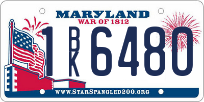 MD license plate 1BK6480